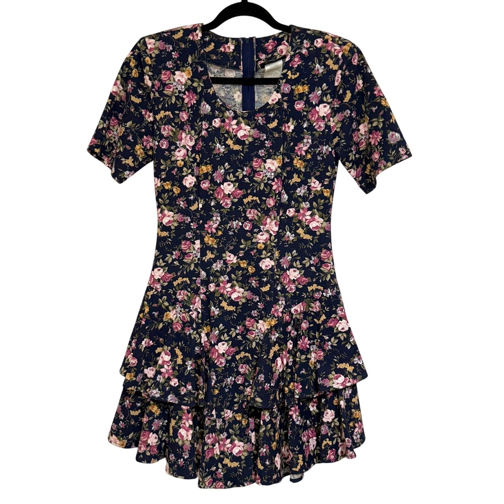 Vintage 90s En Focus Studio Floral Dress Drop Waist‎ Cottagecore 5/6